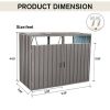 Outdoor Grey Galvanized Steel Garbage Bin Storage Shed - Holds 2 Trash Cans