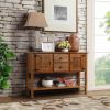 Solid Wood Farmhouse Console Table Buffet Cabinet with Storage Drawers in Brown