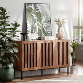 Mid-Century Modern Dining Buffet Storage Cabinet Sideboard in Brown Wood Finish