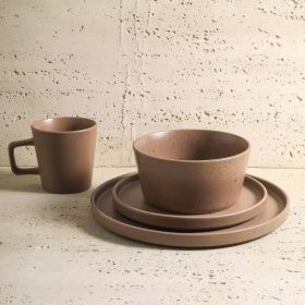 16-Piece Stoneware Dinnerware Set in Matte Brown - Service for 4