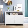 White Wood 2-Door Dining Buffet Sideboard Cabinet with Open Storage Shelf