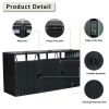 Outdoor Black Galvanized Steel Garbage Bin Storage Shed - Holds 3 Trash Cans