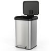 13-Gallon Silver Stainless Steel Step Trash Can with Soft Close Lid