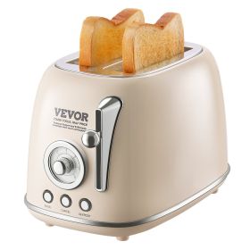 VEVOR Brushed Stainless Steel Toaster, 2 Slice, 825W 1.5'' Extra Wide Slots Toaster with Removable Crumb Tray 5 Browning Levels