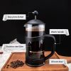 Mini French Press for 12oz Small French Press Coffee Single-Serve Maker with 4 Level Filtration System Borosilicate