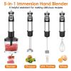 1000W 5 In 1 Immersion Hand Blender Stainless Steel Hand Mixer with 12 Speeds Turbo Mode Food Processor with 20Oz Beaker 17Oz Chopper Whisk Milk Froth